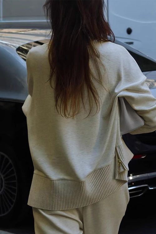 Long Sleeve Sweatshirt Casual Pocket Trousers Two-piece Set