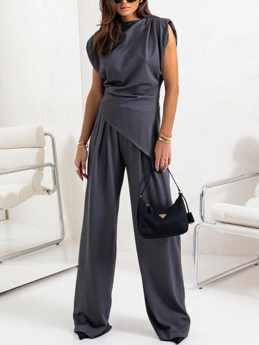 Lrregular Sleeveless Casual Two-piece Set