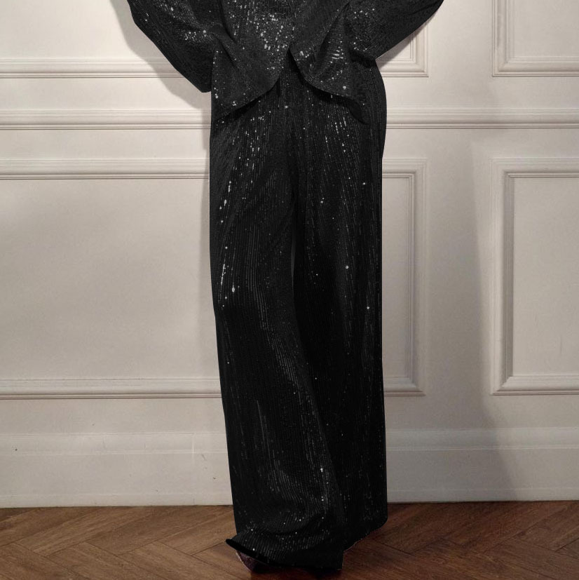 Sequined Wide-leg Pants